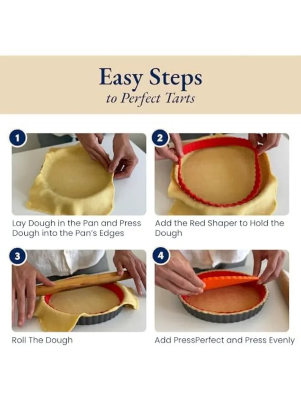 9-Inch Removable Bottom Tart Pan Set with Silicone Crust Shaper & Pie Weights